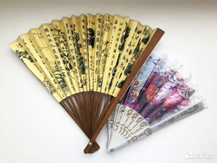 Веер с цветочным рисунком / в китайском стиле