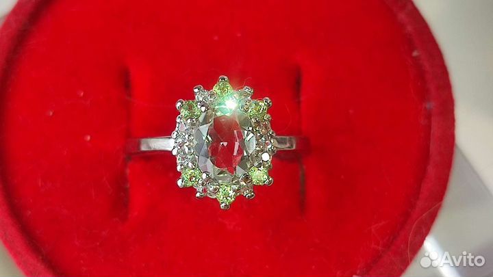 Кольцо с празиолитом, 17,5 размер, 925/585
