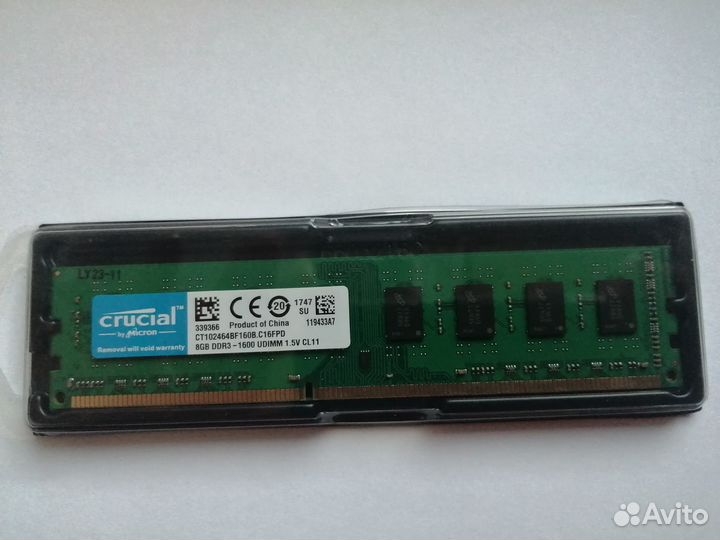 Оперативная память Crucial DDR3 8Гб для компьютера