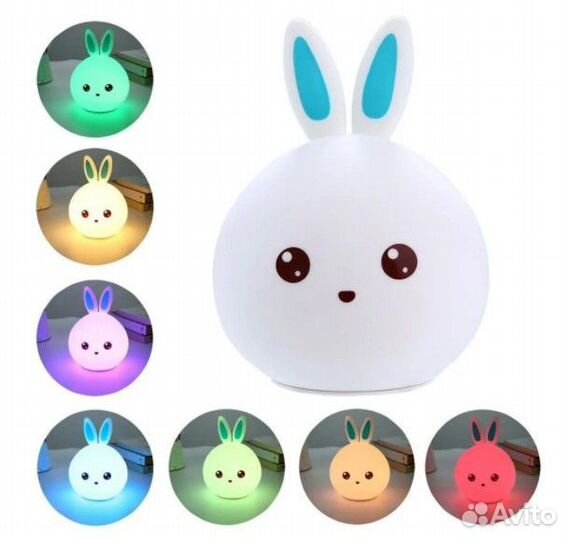 Ночник зайка, меняет цвет от прикосновений