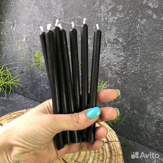 Свечи восковые черные 15*1см