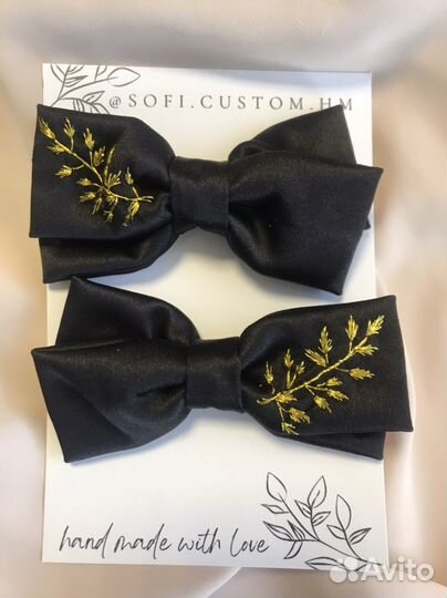 Бантики ручной работы с вышивкой под заказ