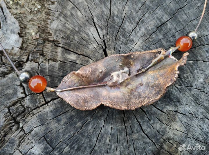 Живые украшения из меди и листьев(гальваника)