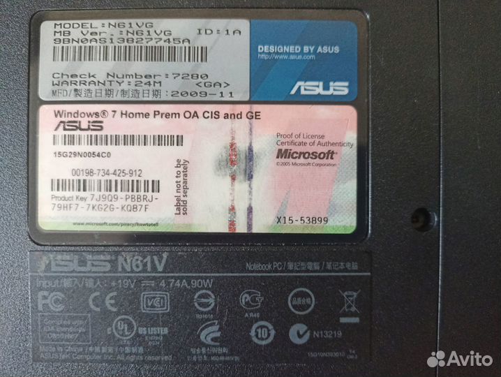 Ноутбук asus N61Vg