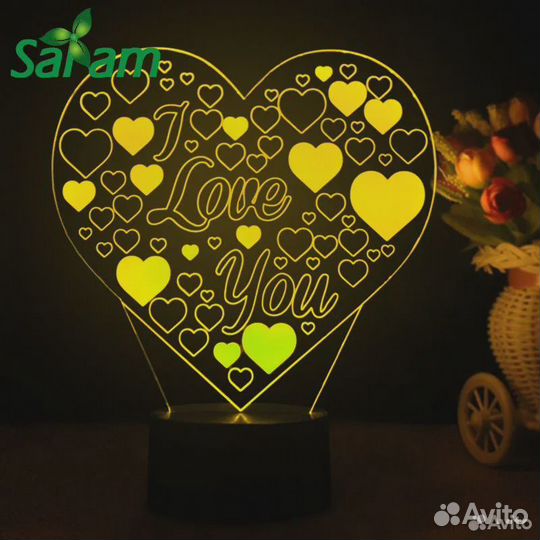 Лампа светодиодный ночник «love» 3D LED