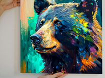Современная картина маслом медведь