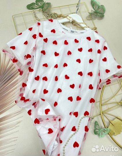 Футболка женская оверсайз сердечки