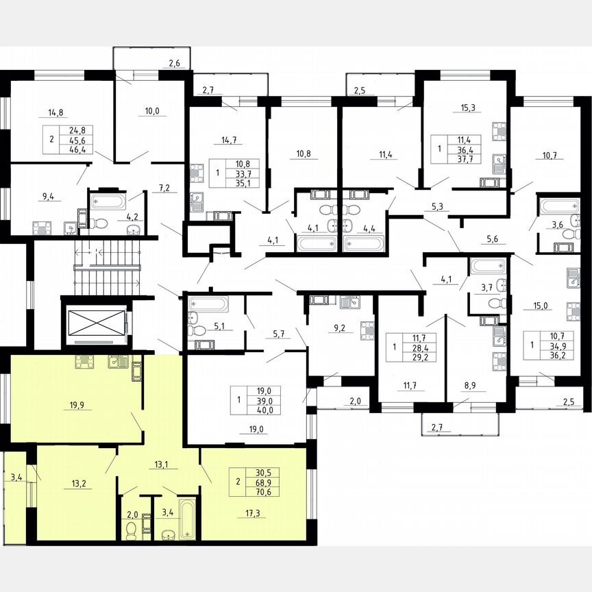 2-к. квартира, 68,9 м², 7/8 эт.