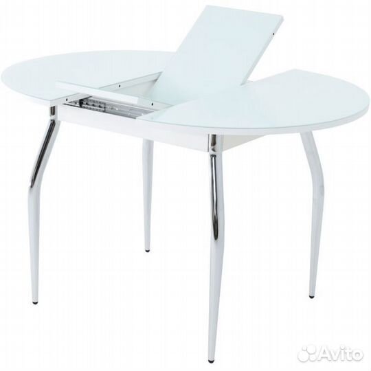 Стол «Ривьера» круг стекло белый, хром