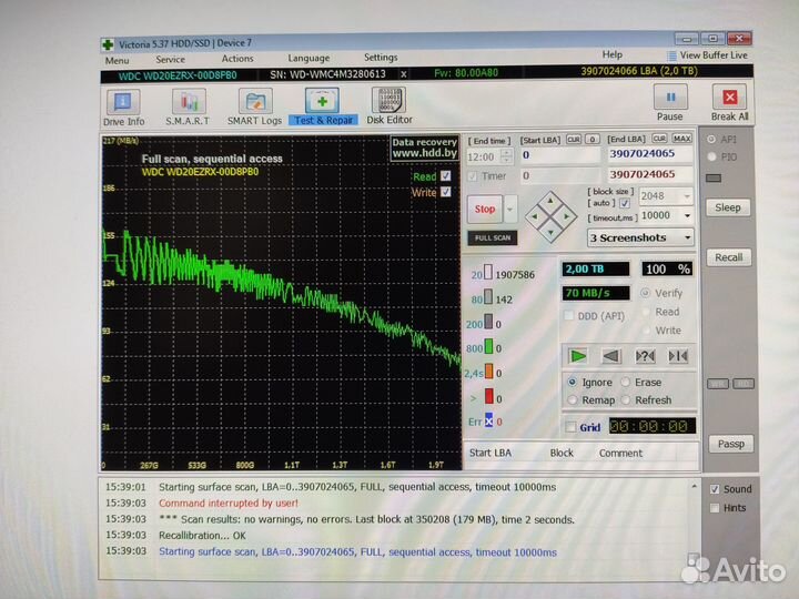 WD Green 2 Tb Маленький пробег не китай