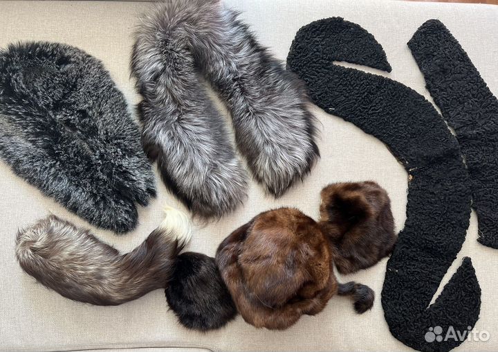 Воротники, мех чернобурки, каракуль, норка, мутон
