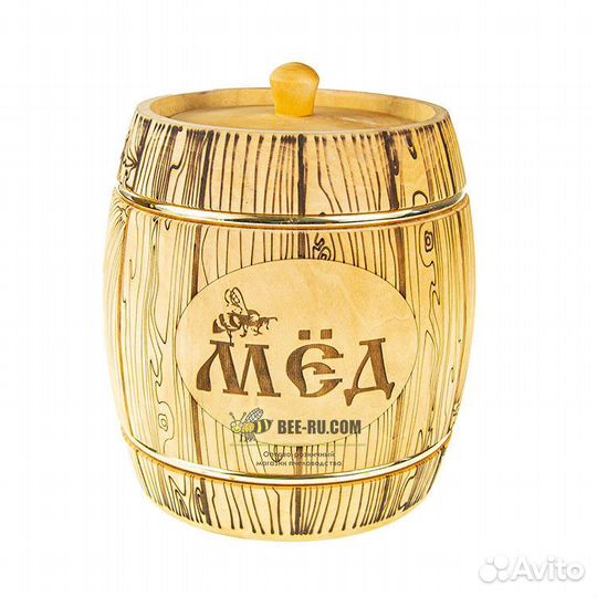 Бочка медовая из липы Бондарь 7 кг (темная, крышка