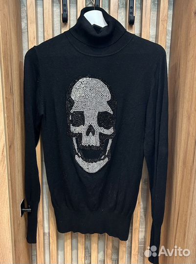 Черная удлиненная водолазка твое с черепом