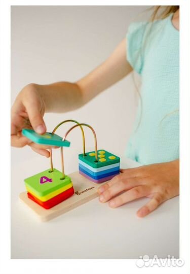 Развивающая деревяная игра счеты-перекидные