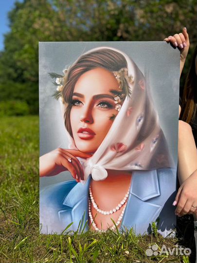 Портрет по фото на холсте
