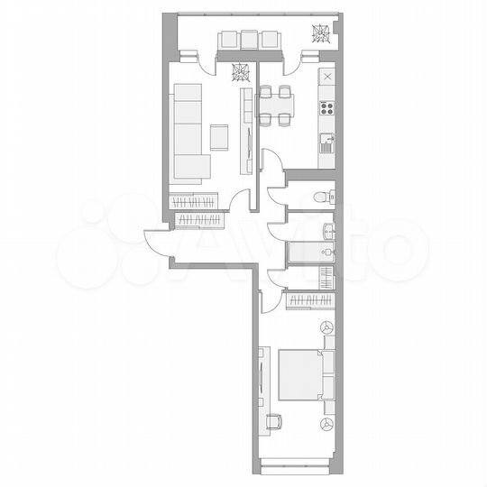 2-к. квартира, 60,4 м², 14/16 эт.