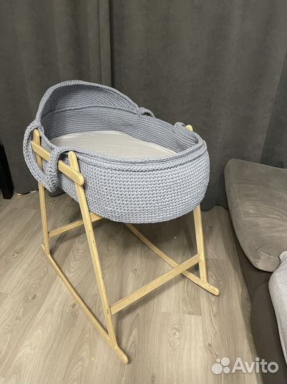 Люлька колыбель вязаная 90х50 на подставке