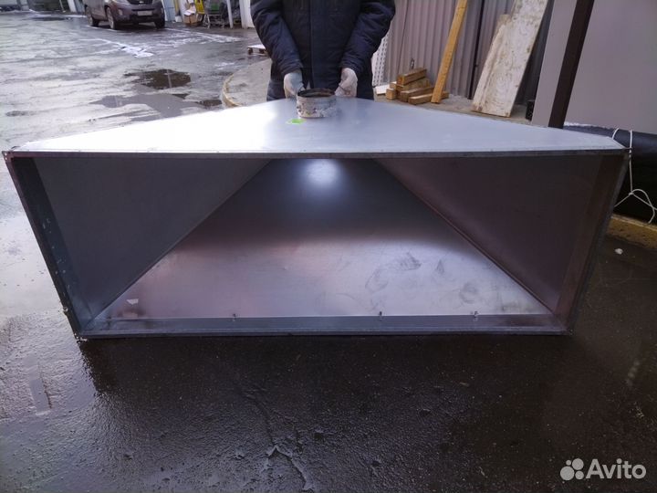 Зонт вытяжной островной оцинкованный