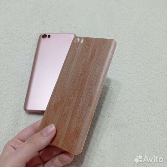 Розовый чехол и крышка дерево на xiaomi mi5s
