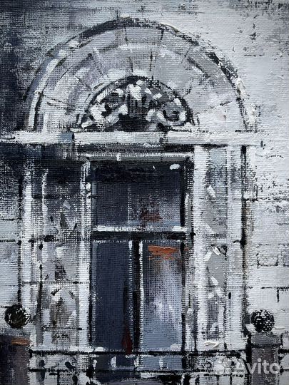 Картина масло балкон петербург городской пейзаж