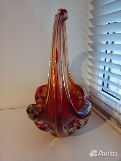 Винтажная конфетница цветное стекло