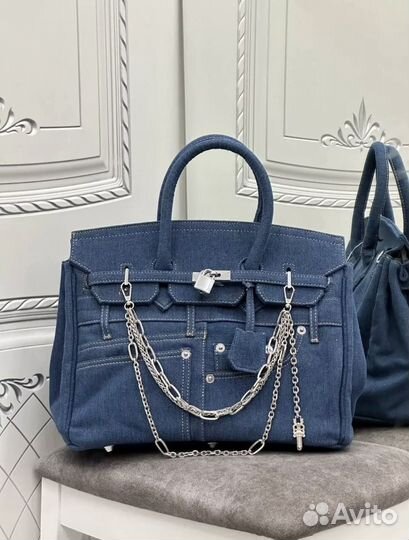 Сумка джинсовая в стиле hermes birkin