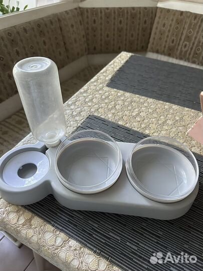 Миска для собак/кошек двойная с автопоилкой