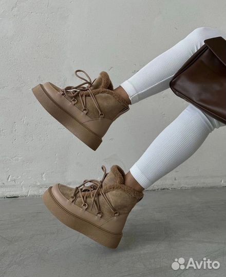 Ботинки зимние на шнуровке овчина