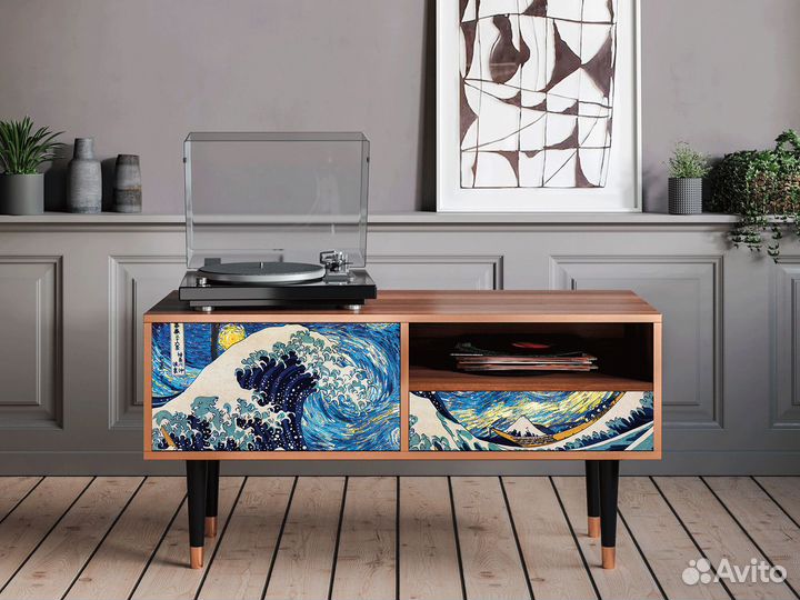 Тв-тумба T3 - Орех - The Great Wave off Kanagawa