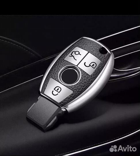Чехол на выкидной ключ TPU Mercedes / Мерседес silver