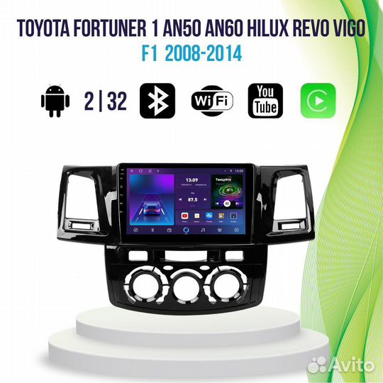 Магнитола Toyota Fortuner 1 AN50 AN60 hilux Revo V