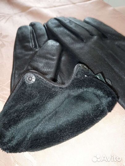 Перчатки кожаные на меху размер 9