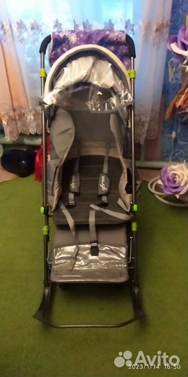 Детские санки коляска с колесами