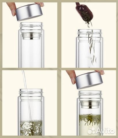 Стеклянная бутыль для заваривания чая