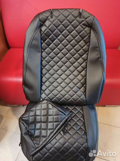 Чехлы skoda octavia a5 экокожа ромб