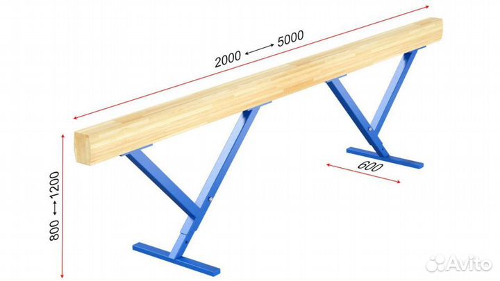 Бревно гимнастическое высокое переменной высоты L3,5 м Pioner A13558