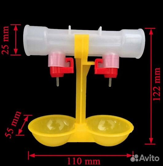 Ниппельная поилка для птиц двойная под трубу 25 мм