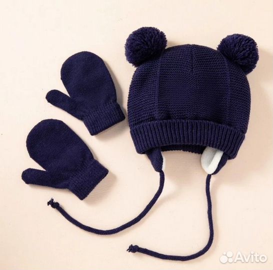 Комплект шапка варежки