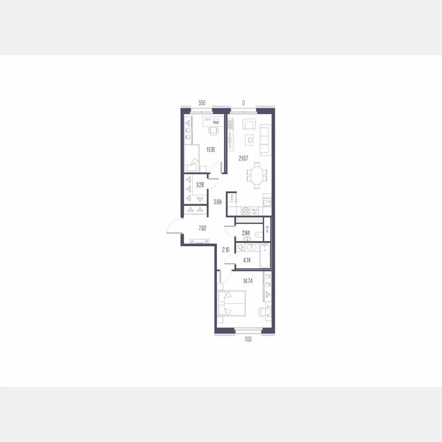 2-к. квартира, 70,8 м², 5/10 эт.