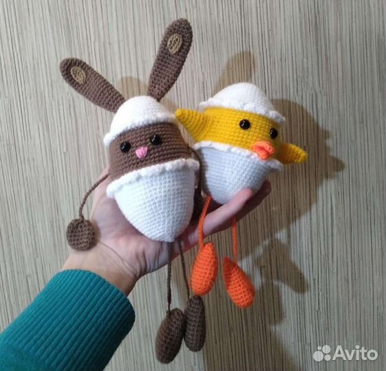 Животные, птички, яйца. Ручная работа. Вязаные