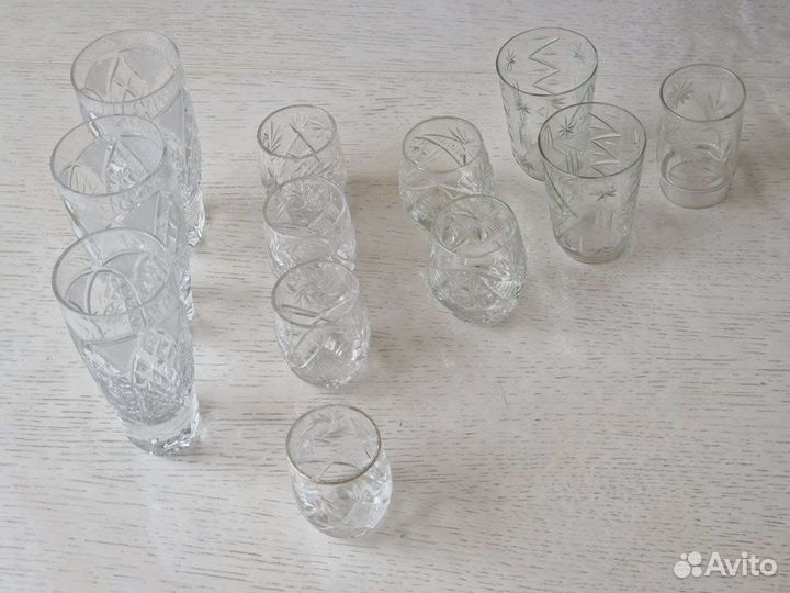 Хрусталь и стекло. Графин, стопки, стаканы СССР