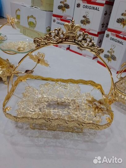 Золотистый посуда Фруктница