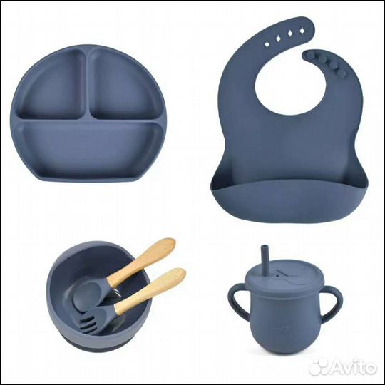 Набор силиконовых тарелочек + поильник