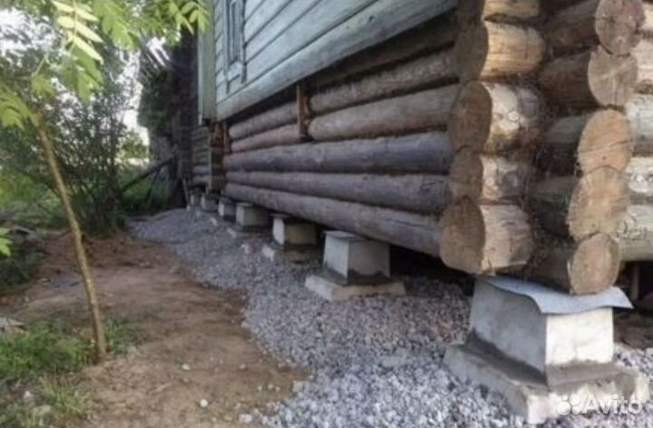 Ремонт фундамента замена венцов подьем дома 00