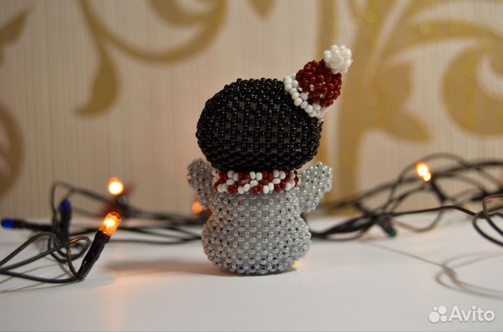 Амигуруми из бисера новогодний пингвин