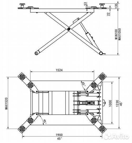 Подъемник ножничный г/п 2700 кг. KraftWell KRW2.7L