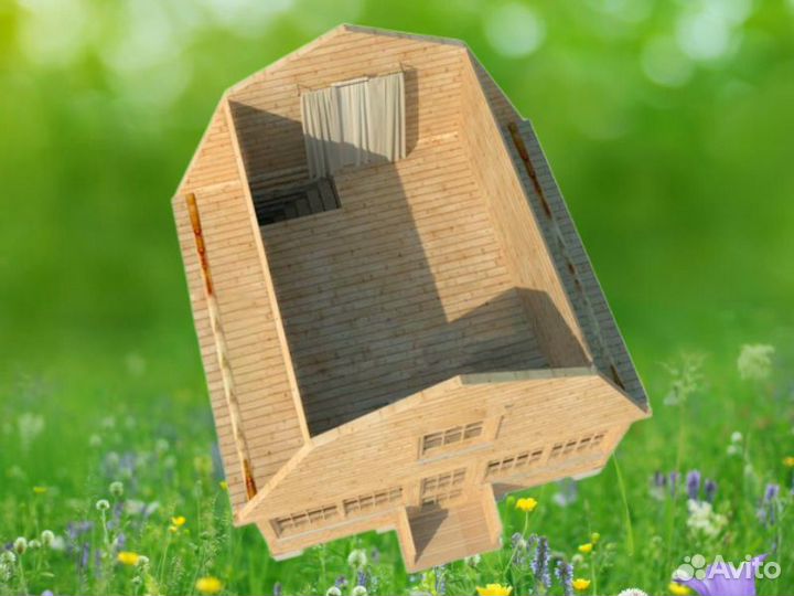 Сруб дома из бревна ручной рубки Не Бруса 6x6