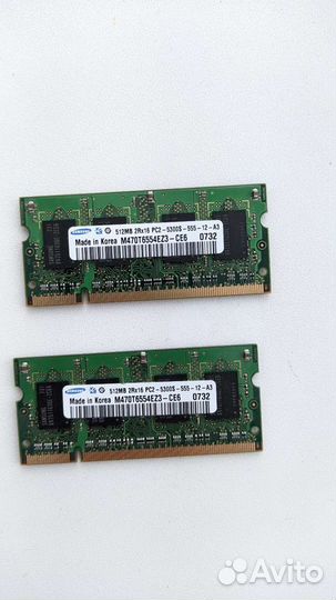 Оперативная память ddr2 для ноутбука 512мб 1 шт