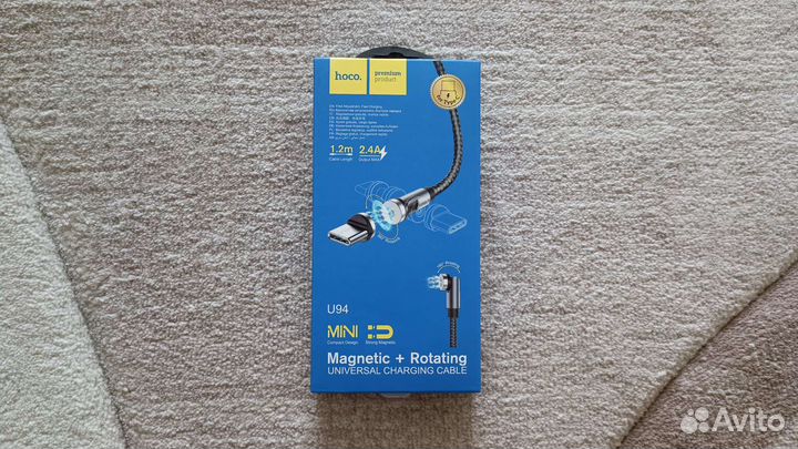 Новый кабель USB - Type-C 1,2м, 2,4A, магнитный