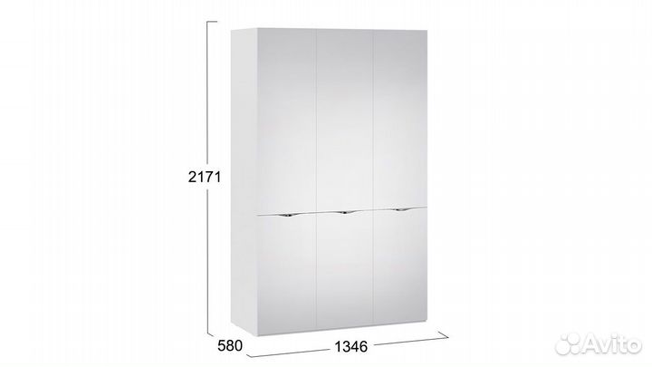 Шкаф комбинированный с 3 зеркальными дверями 